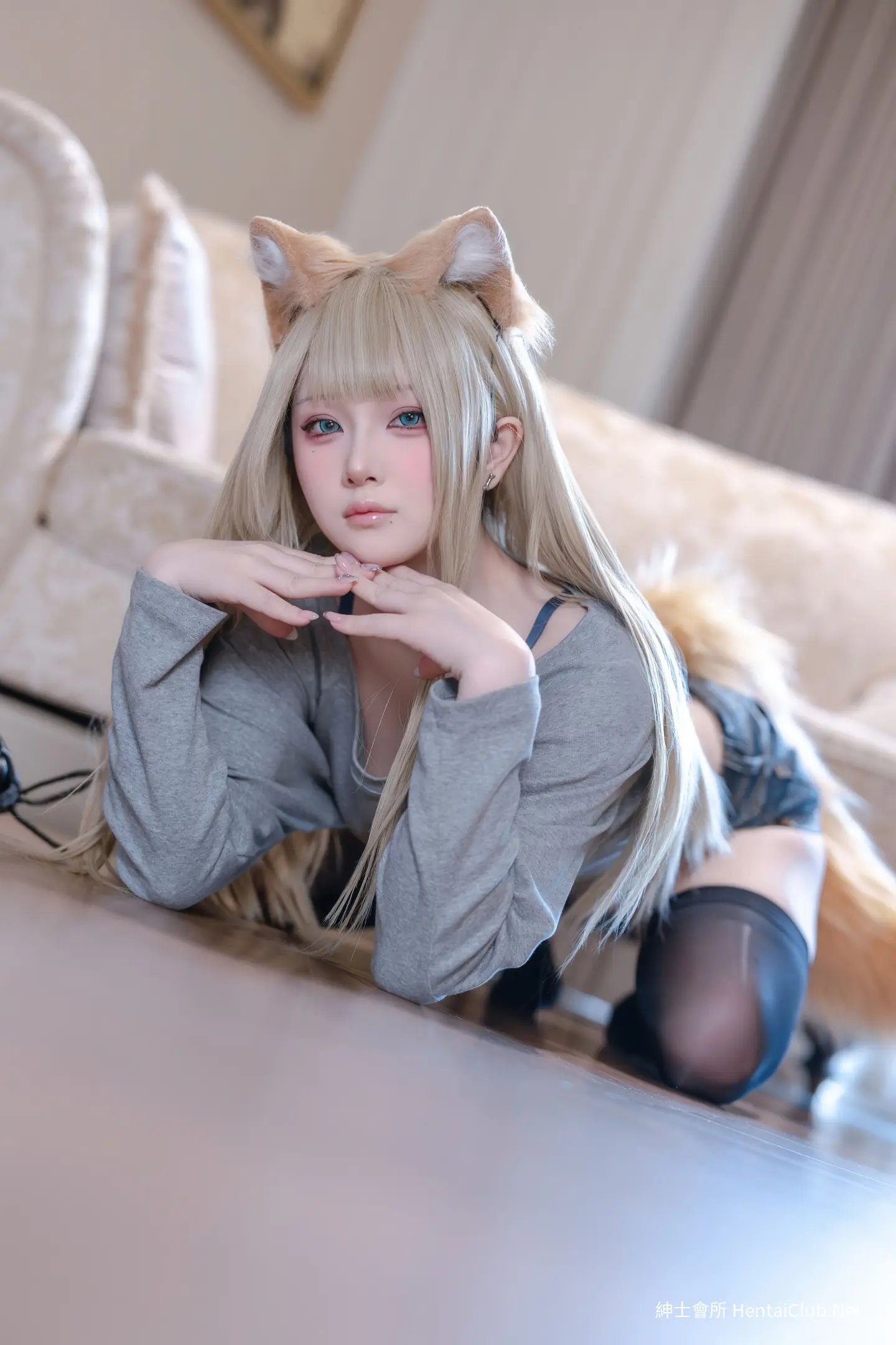 屿鱼 猫娘紧身短裤